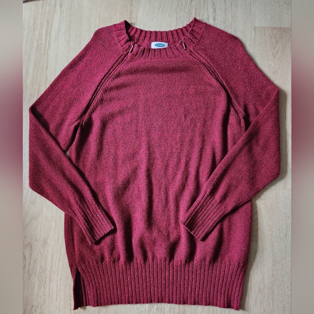 Old Navy Burgundy Zipper Nursing Maternity Sweater